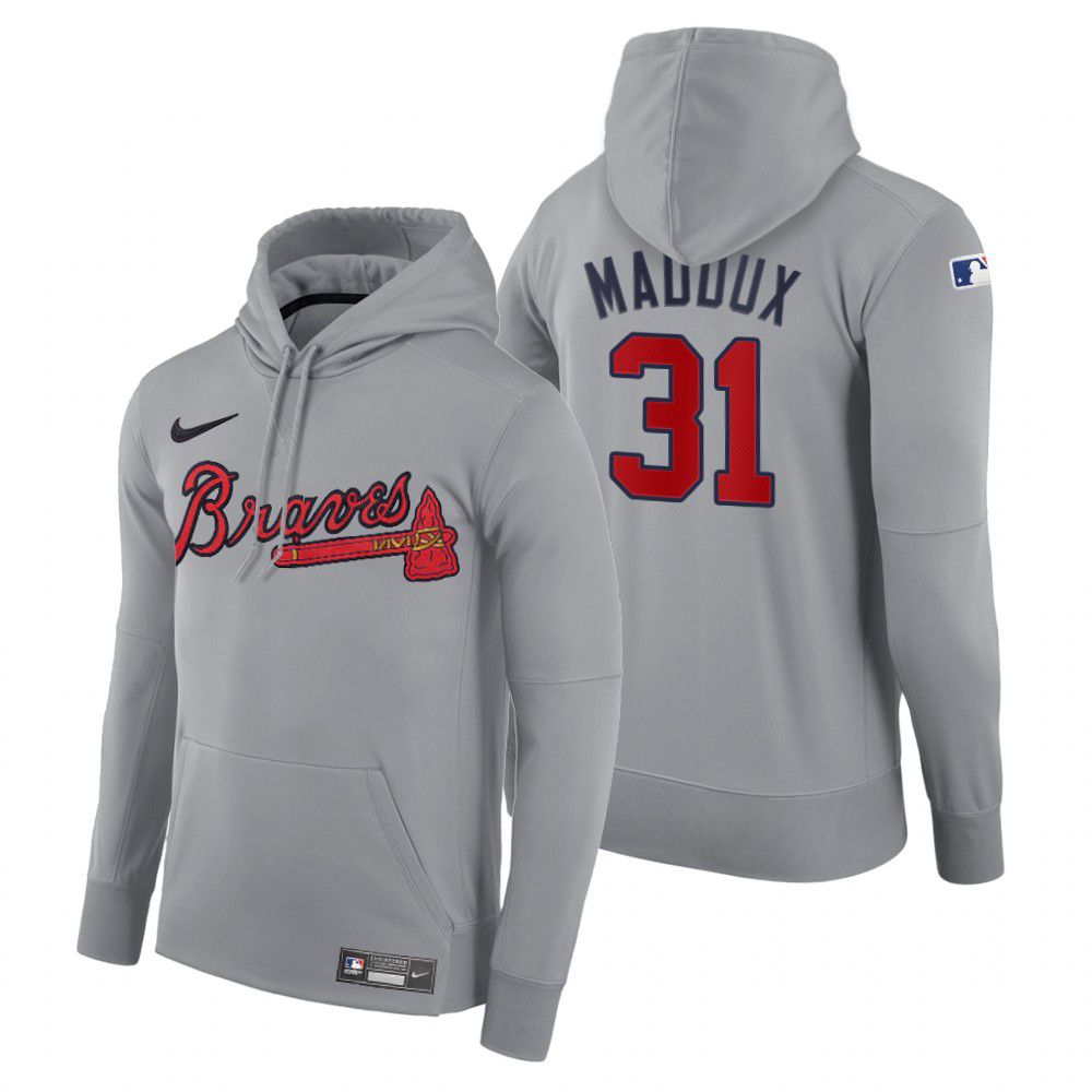 Men Atlanta Braves #31 Maddux gray road hoodie 2021 MLB Nike Jerseys->atlanta braves->MLB Jersey